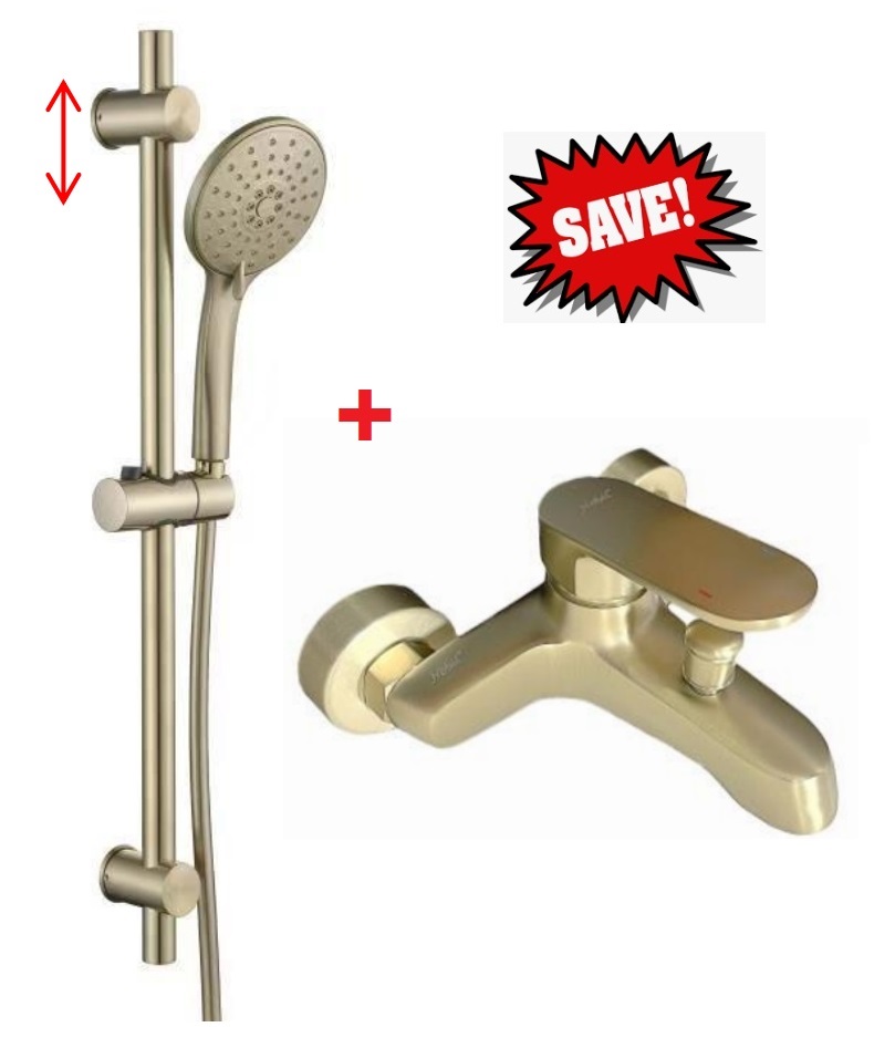 NOBEL Bathroom Shower Set With Bath Mixer Offer - Brush Gold